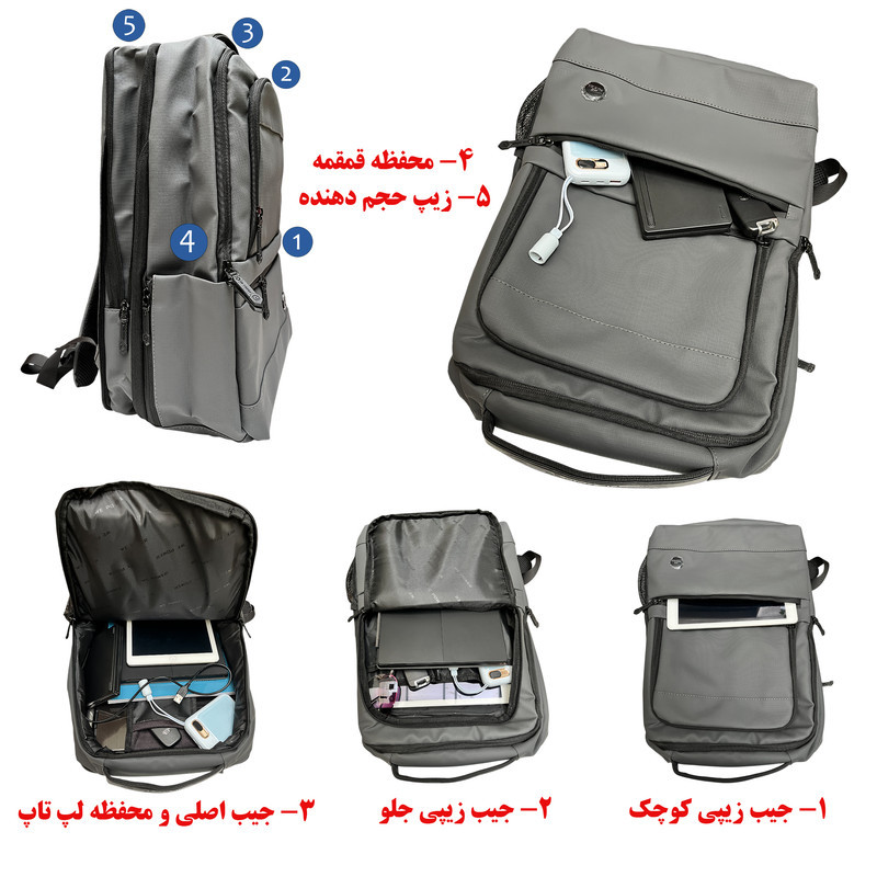 کوله پشتی لپ تاپ وی پاور مدل 1289 مناسب برای لپ تاپ 14.1 تا 15.6 اینچی