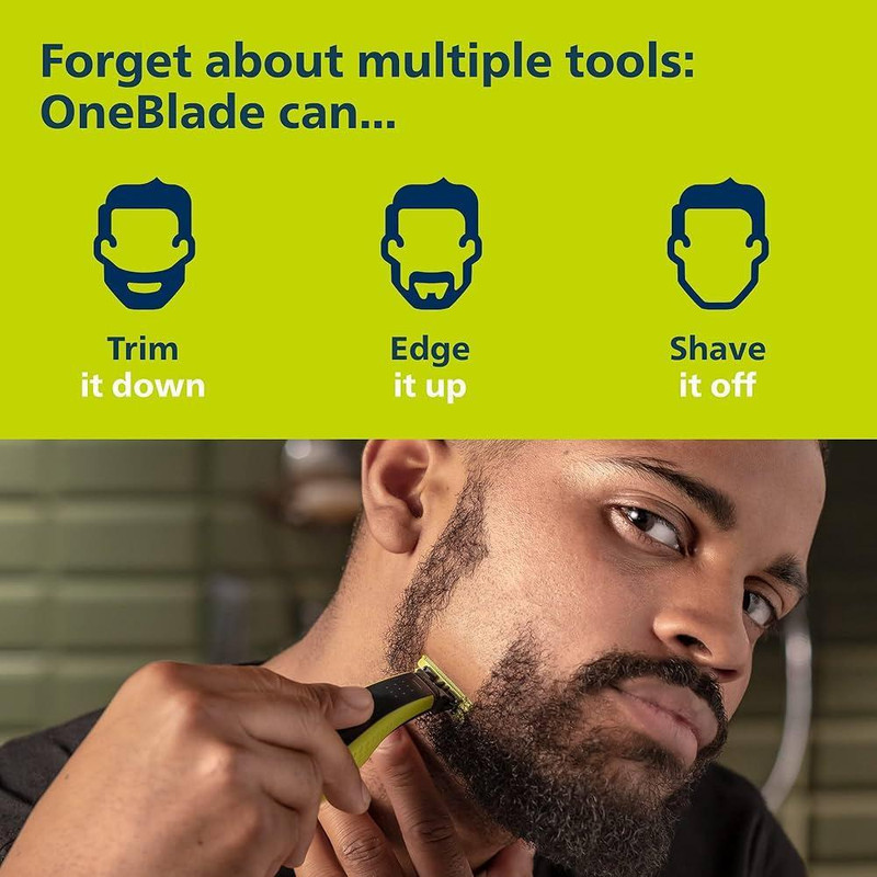 ماشین اصلاح موی صورت و بدن فیلیپس مدل OneBlade QP2724 با تیغه کربن استیل، قابلیت استفاده خشک و مرطوب، شارژ با کابل USB و اصلاح دقیق تا 0.2 میلی‌متر