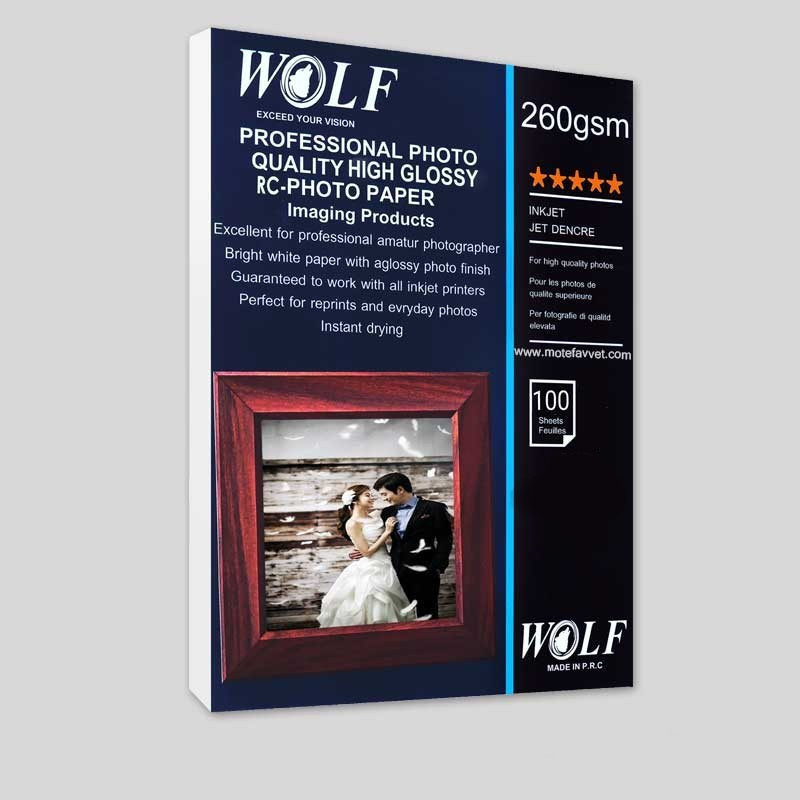 کاغذ چاپ عکس گلاسه ولف مدل Professinol-260g سایز 13×18 سانتی متر بسته 100 عددی