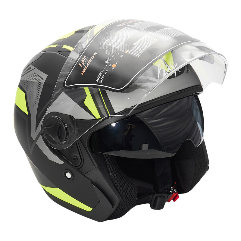 کلاه کاسکت بدون فک فلش مدل 868 matt black-neon yellow