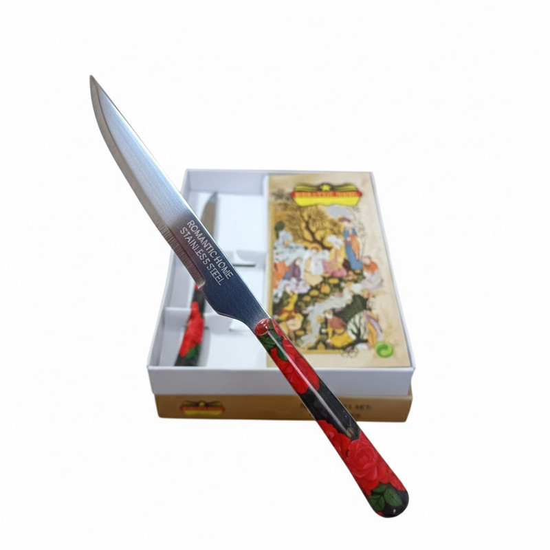 کارد میوه خوری 12 پارچه رمانتیک هوم مدل گلدار