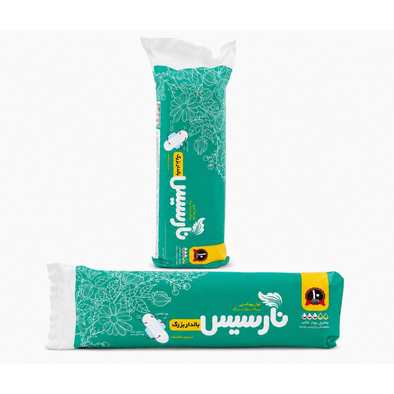 نوار بهداشتی بالدار پنبه ضخیم ضد حساسیت روز و شب نارسیس مدل Nrs سایز بزرگ بسته 10 عددی