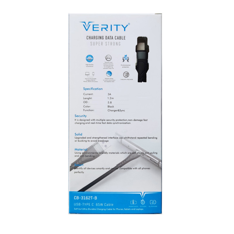 کابل تبدیل USB به USB-C وریتی کد CB-3162T-B طول 1.2متر