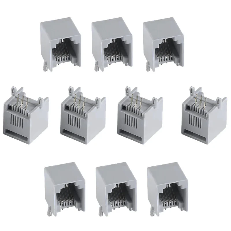 کانکتور مادگی تلفن مدل 6P6C-RJ12-Right.Angle بسته 10 عددی