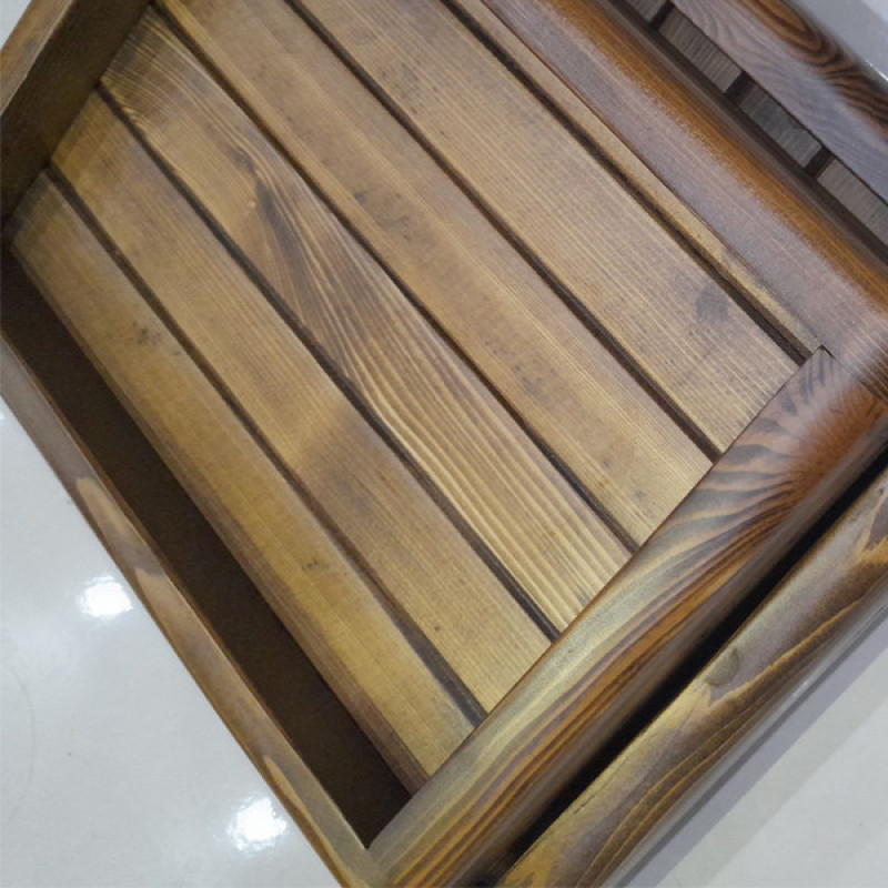 سینی سرو چوبی مدل nr2024، مجموعه 2 عددی، ابعاد سینی بزرگ 30×34 سانتی‌متر و ابعاد سینی کوچک 30×22 سانتی‌متر