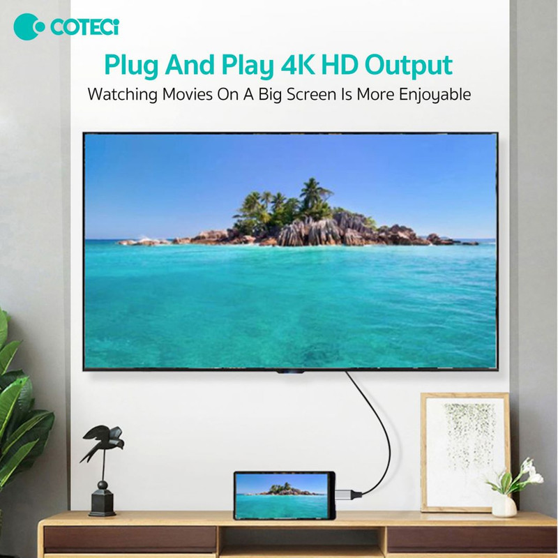 کابل تبدیل USB-C به HDMI کوتتسی مدل 33025 طول 2 متر