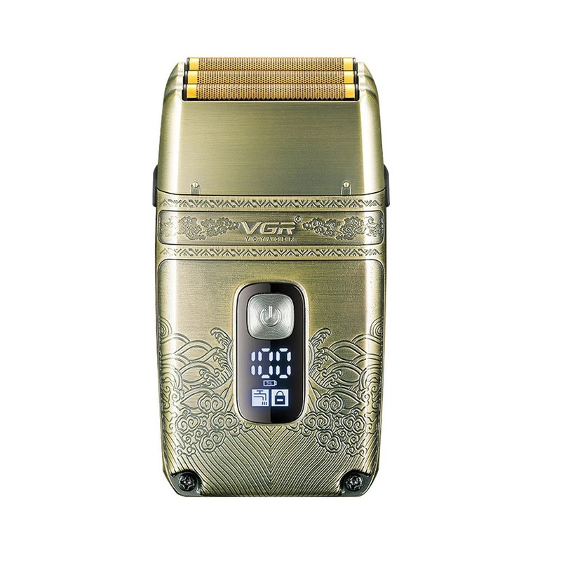 ماشین اصلاح موی صورت وی جی ار مدل V-335 با موتور 4500 دور در دقیقه، 3 تیغه فویلی، باتری 700 میلی‌آمپر ساعت، نمایشگر شارژ، طراحی ارگونومیک و مقاوم در برابر آب با قابلیت استفاده زیر دوش و شارژ USB