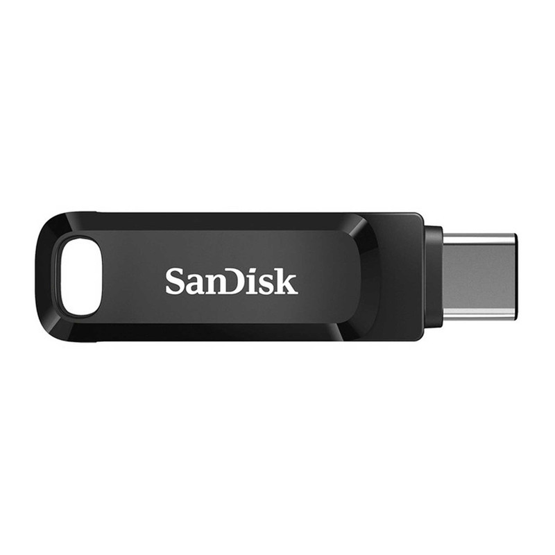 فلش مموری دو رابط سن دیسک مدل Ultra Dual Drive Go ظرفیت 128 گیگابایت با USB 3.2 Gen1، طراحی چرخشی، بدنه فلزی، سازگار با گوشی، تبلت، کامپیوتر و تلویزیون