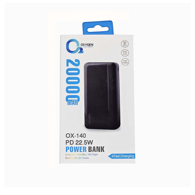 پاوربانک اکسیژن مدل OX-140  22.5W ظرفیت 20000 میلی آمپر ساعت
