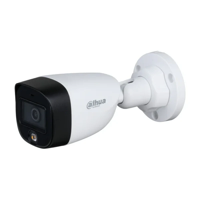 دوربین مداربسته آنالوگ بولت داهوا مدل DH-HAC-HFW1209CP-LED، 2 مگاپیکسل، لنز ثابت 2.8 میلی‌متری، دید در شب رنگی با فناوری Warm Light، مقاوم در برابر گرد و غبار و رطوبت IP67، اتصال باسیم BNC