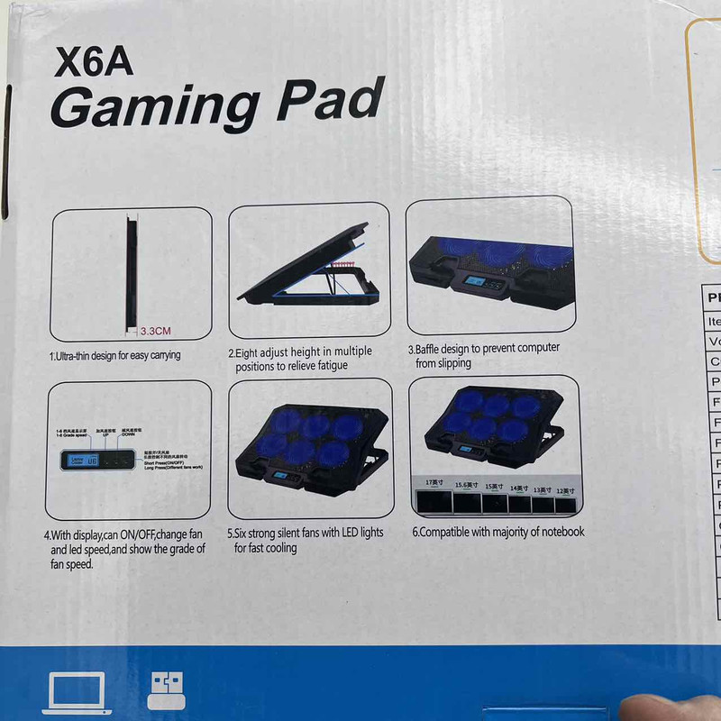 پایه خنک کننده لپ تاپ گیمینگ پد مدل دیجیتالی کد X6A