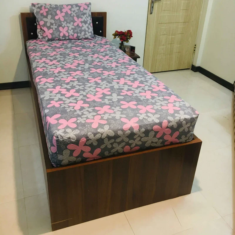 سرویس ملحفه مدل کشدار گلرو صورتی کد 120 یک نفره 2 تکه