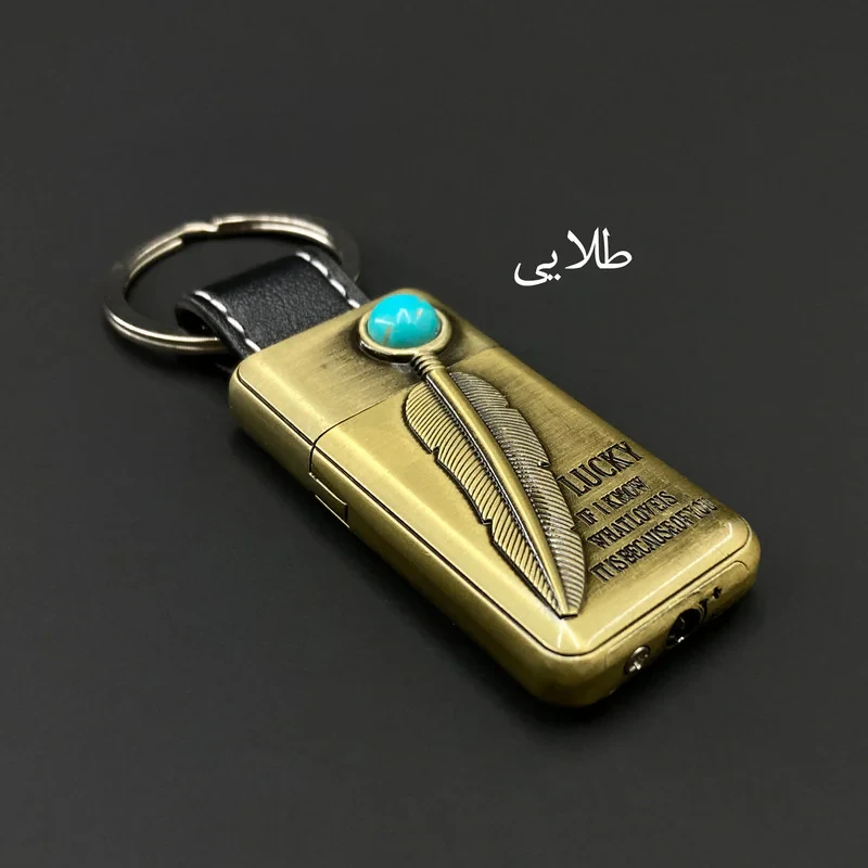 فندک گازی مدل پر نگین فیروزه کد DKD-2004