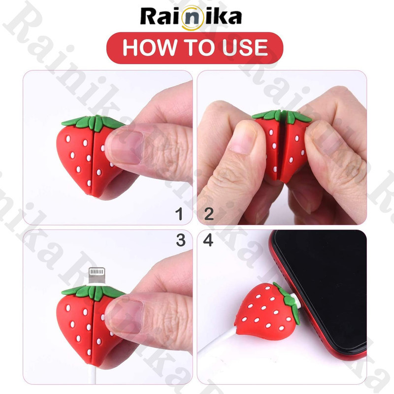 محافظ کابل شارژ و هندزفری رینیکا مدل Strawberry KK 03 مجموعه 3 عددی