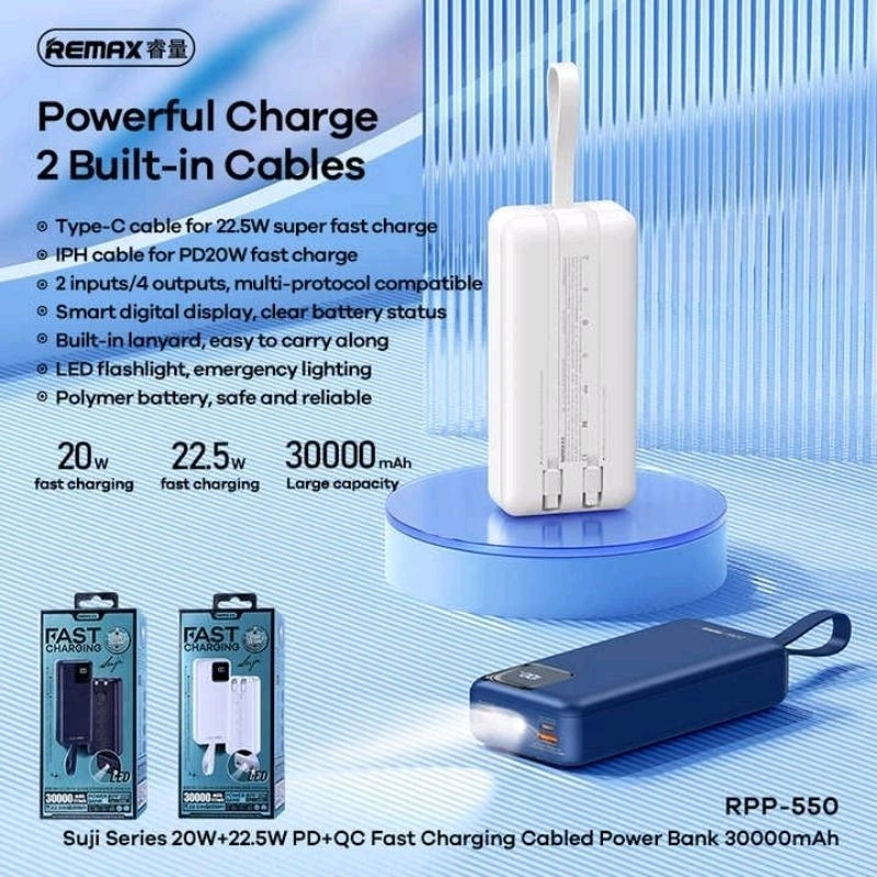 پاوربانک ریمکس مدل Fast Charge 22.5W ظرفیت 30000 میلی آمپر ساعت