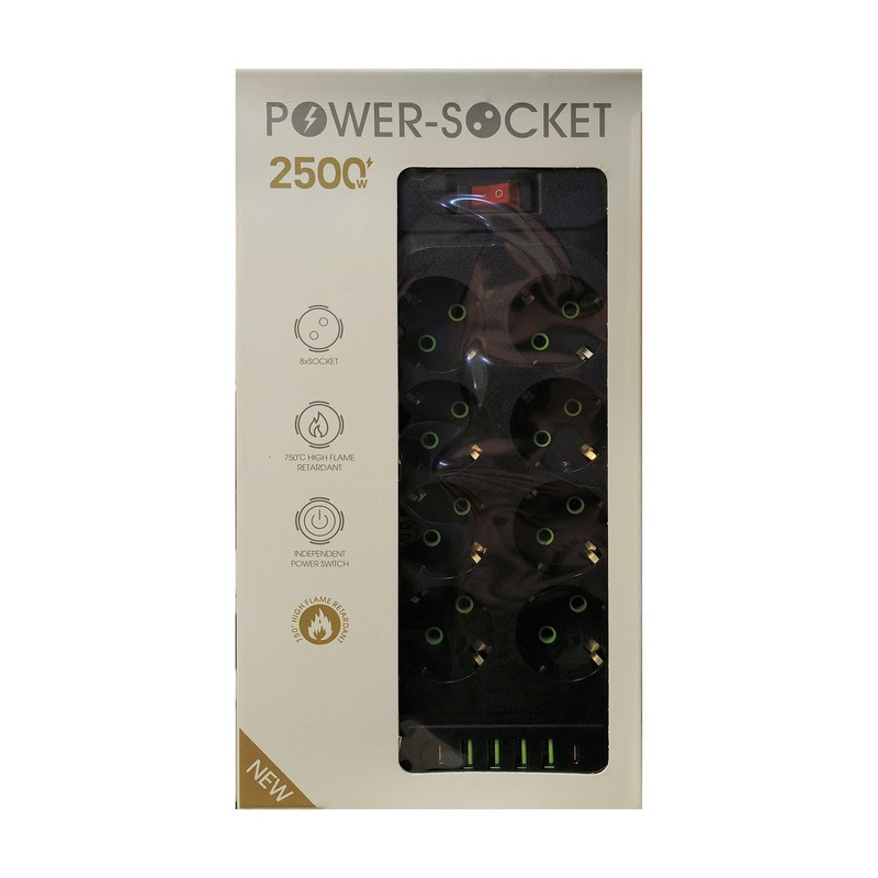 چندراهی برق پاورسوکت مدل F34u Type-C هشت خانه