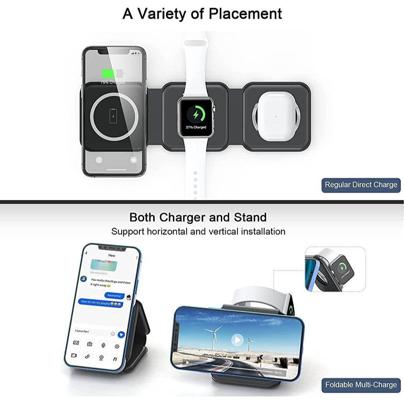 داک شارژر بی سیم مدل 3in1 wireless travel