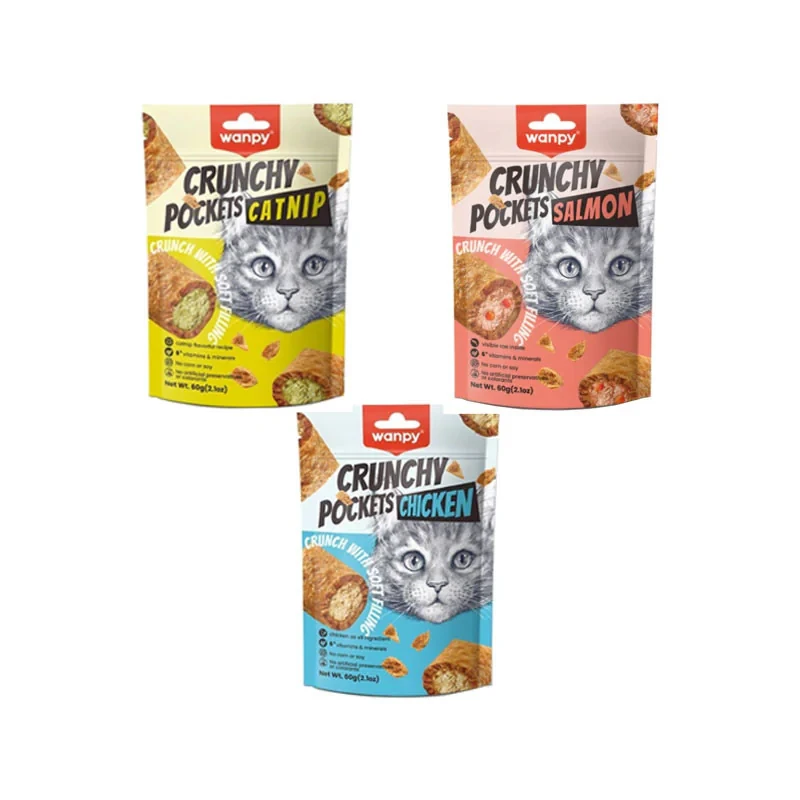 تشویقی گربه ونپی مدل Crunchy Pockets طعم میکس بسته 3 عددی