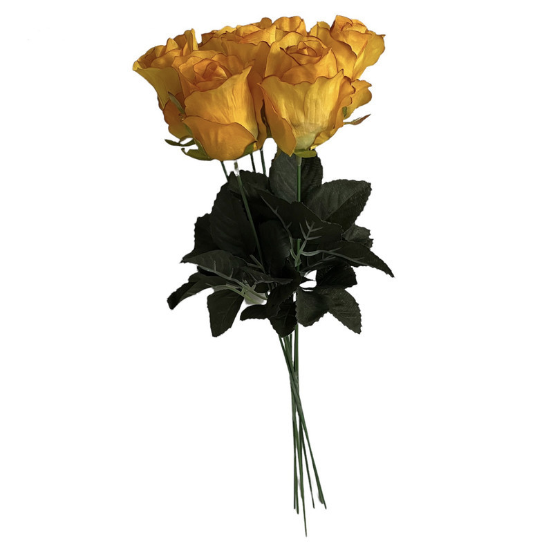 گل مصنوعی رز هلندی پارچه ای قابل شستشو، بسته 7 عددی، با طول شاخه 45 سانتی‌متر و عرض سرگل 5 سانتی‌متر
