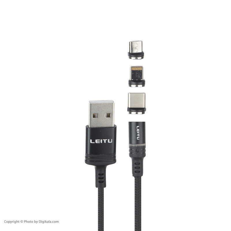 کابل تبدیل USB به لایتنینگUSB-CmicroUSB لیتو مدل LD-23 طول 1 متر