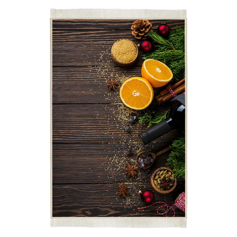 فرش ماشینی هانوکس مدل مدرن طرح چوب و پرتقال کد AHC-888-1