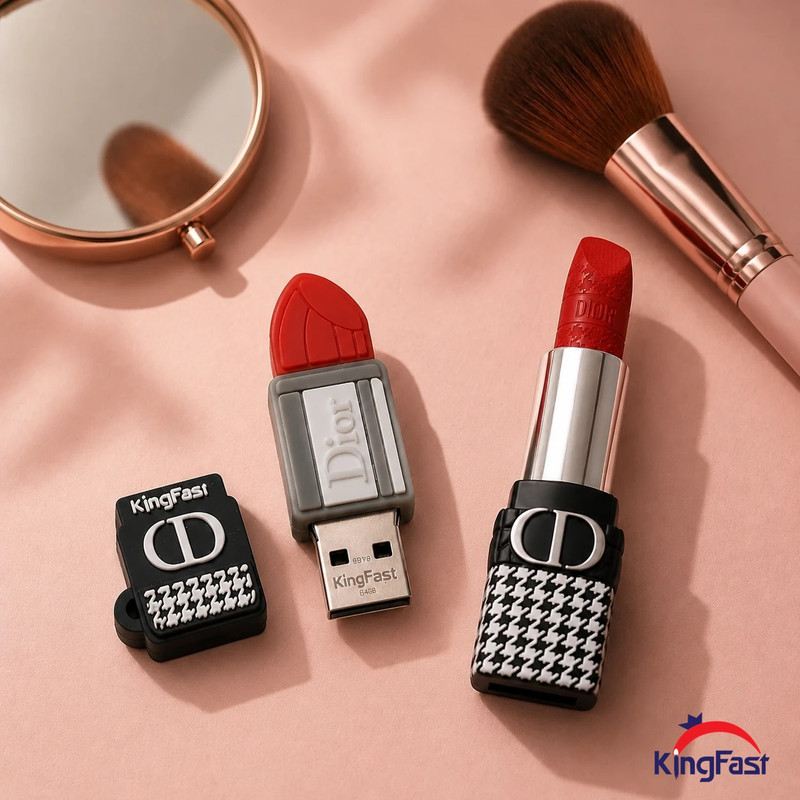 فلش مموری کینگ فست طرح رژ لب مدل Dior Lipstick MP-13 ظرفیت 32 گیگابایت با رابط USB 3.0
