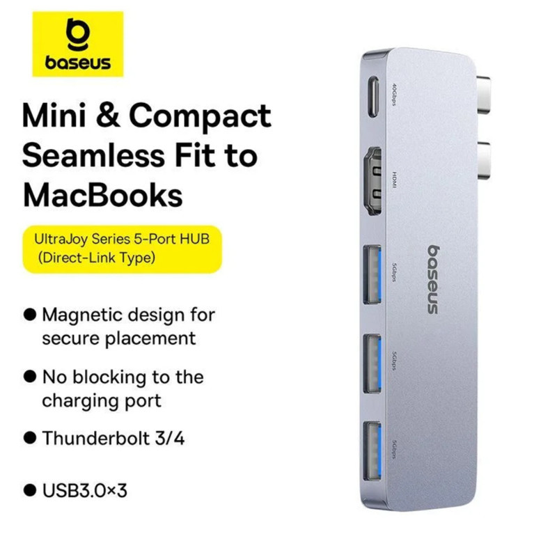 هاب 5 پورت USB-C بیسوس مدل  BS-OH180  Direct Link Type