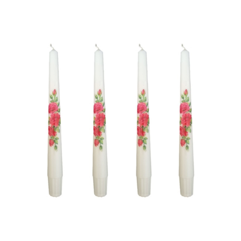 شمع قلمی مدل گل دار بسته 4 عددی