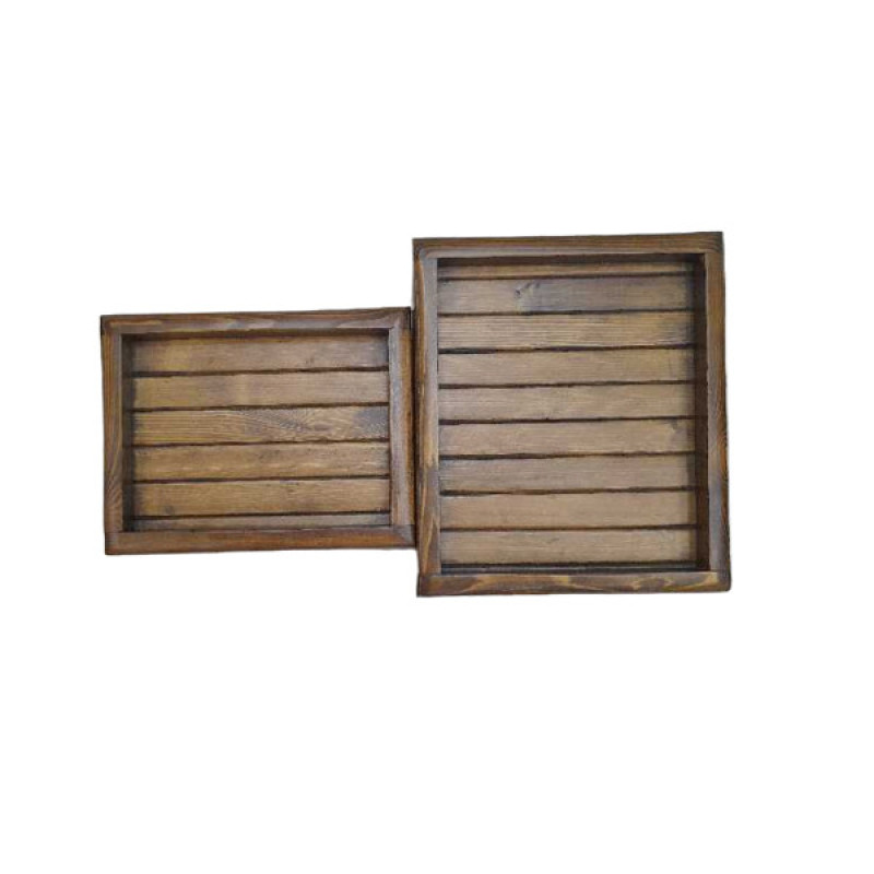 سینی سرو چوبی مدل nr2024، مجموعه 2 عددی، ابعاد سینی بزرگ 30×34 سانتی‌متر و ابعاد سینی کوچک 30×22 سانتی‌متر