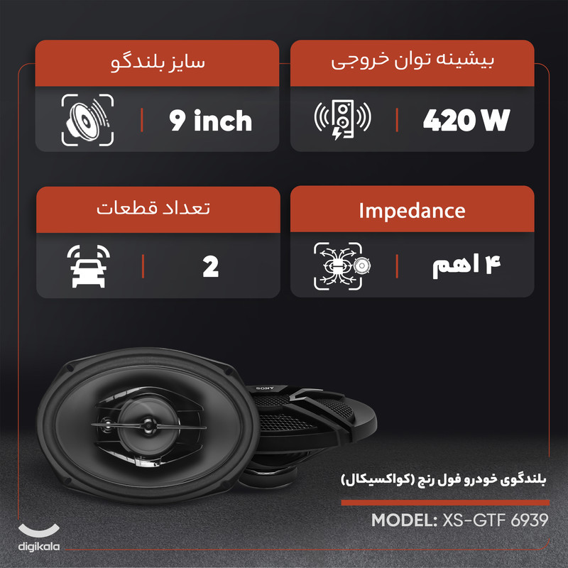 اسپیکر خودرو سونی مدل XS-GTF 6939 بسته دو عددی