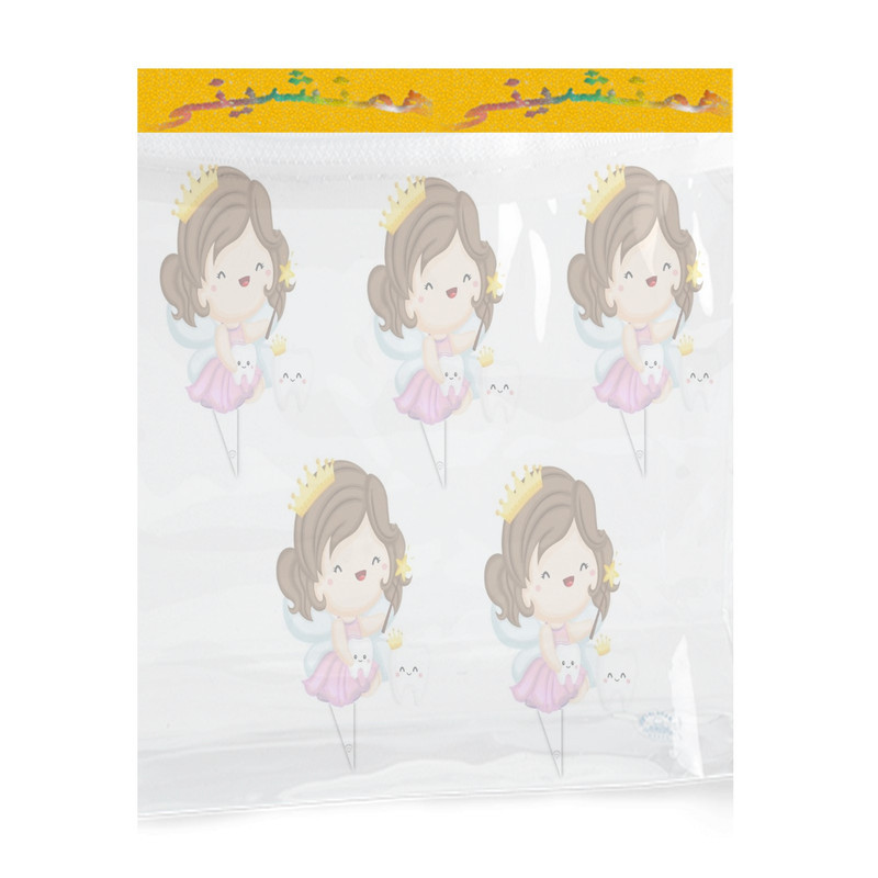 تاپر تولد مدل دندونی طرح دخترانه کد 01 مجموعه 5 عددی