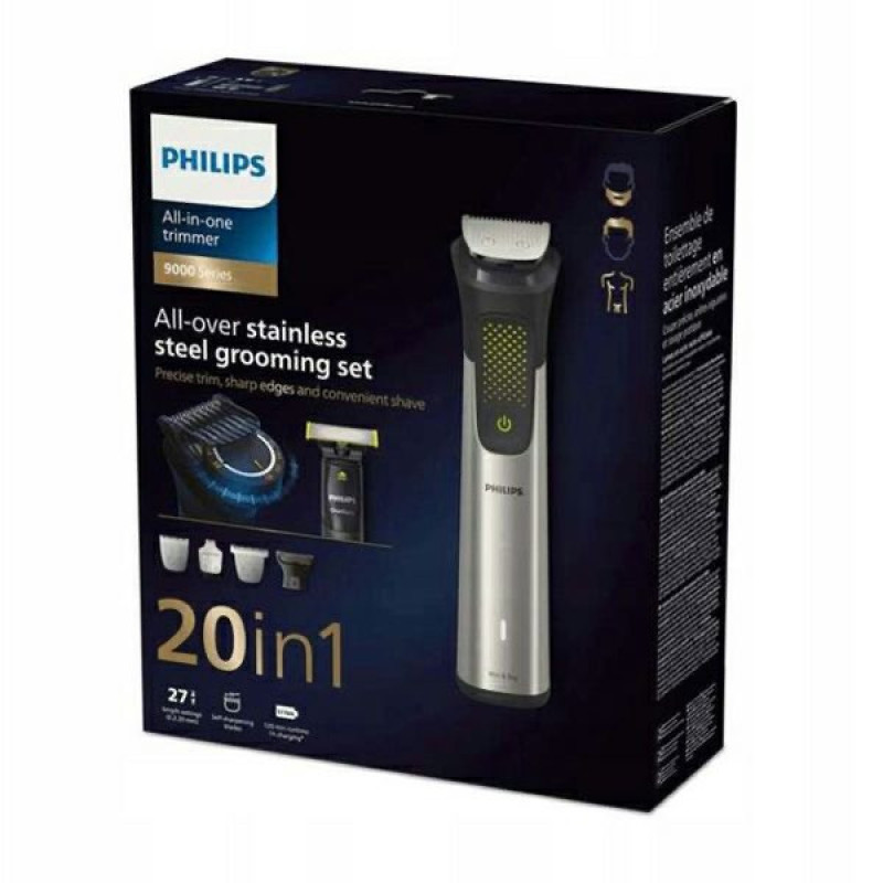 ماشین اصلاح موی سر و صورت فیلیپس مدل MG9553 با 45 تیغه، باتری 1200mAh، شارژ سریع USB، طراحی ارگونومیک، ضدآب برای استفاده زیر دوش و شانه قابل تنظیم دستی