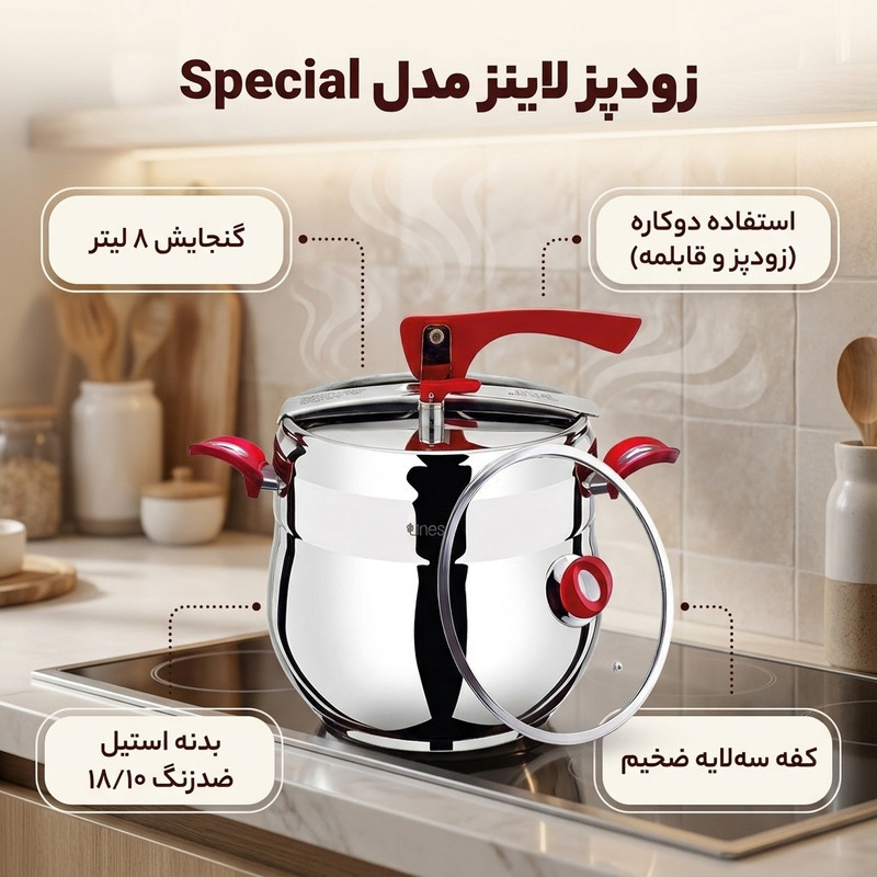 زودپز لاینز مدل Special گنجایش 8 لیتر