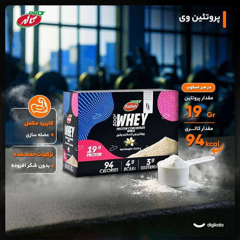 پروتئین وی با طعم وانیل کاله پرو - 25 گرم بسته 12 عددی