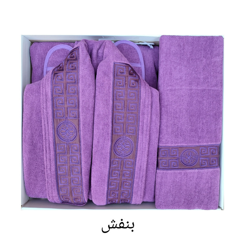 سرویس حوله پالتویی 3 تکه آنا طرح Home سایز 125