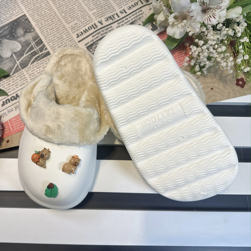 دمپایی حوله‌ای زیتون مدل کریسمس کد Wh-05
