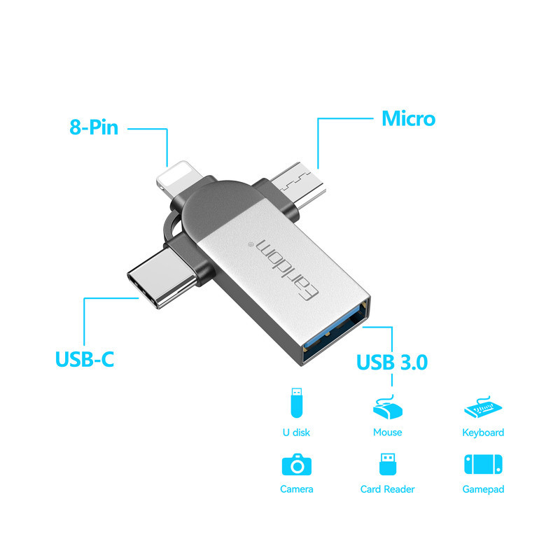 مبدل USB OTG به microUSB  لایتنینگ  USB-C ارلدام مدل ET-OT93