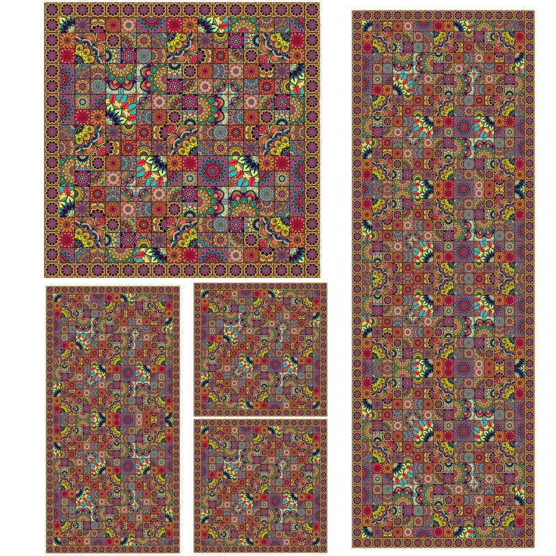 ست رومیزی 5 تکه طرح چهارخونه کد 996
