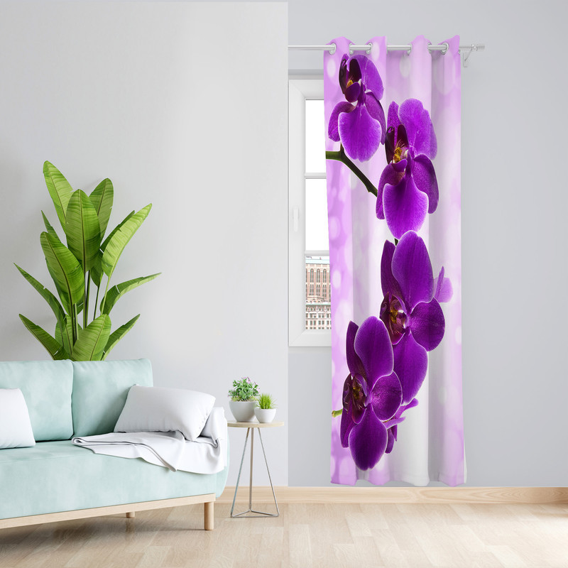 پرده طرح گل ارکیده مدل مخمل پانچی کد  L 281 Z سایز 140x200 سانتی متر