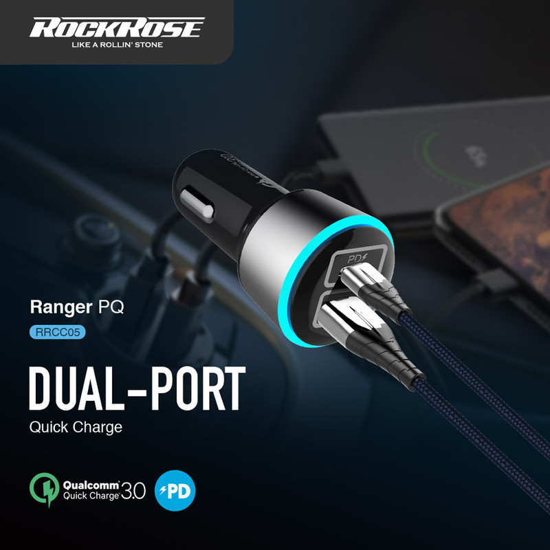شارژر فندکی 36 وات راک رز مدل Ranger PQ به همراه کابل microUSB  لایتنینگ
