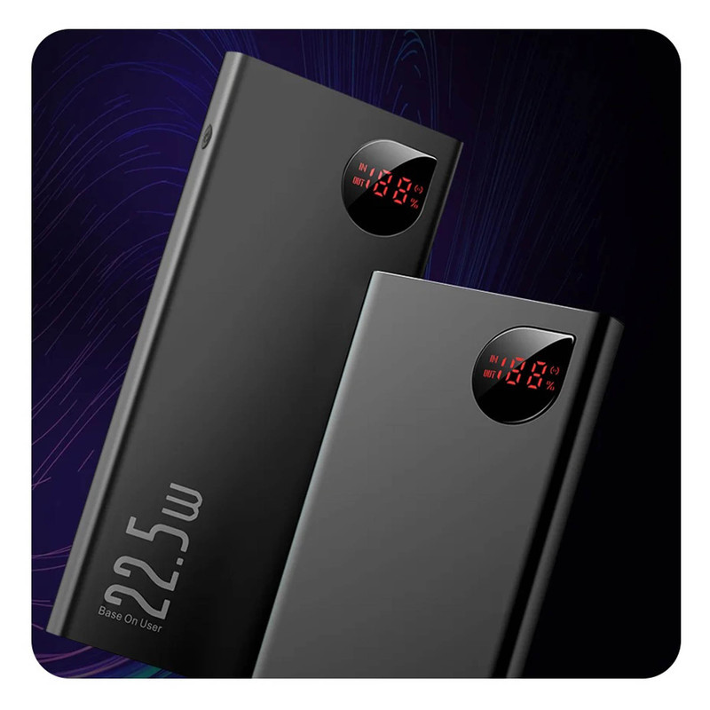 پاوربانک باسئوس مدل ADAMAN METAL DIGITAL DISPLAY ظرفیت 10000 میلی آمپر ساعت