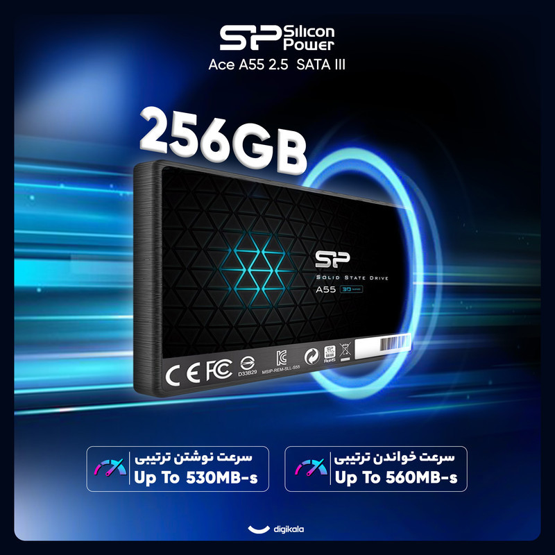 اس اس دی اینترنال SATA III سیلیکون پاور مدل Ace A55 ظرفیت 256 گیگابایت