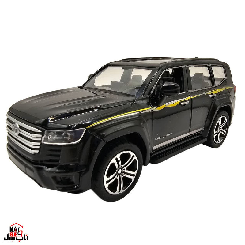 ماکت ماشین ناب سل مدل تویوتا لندکروز فلزی موزیکال چراغدار عقب کش کد Toyota Land Cruiser metal c55566 vx به همراه استند