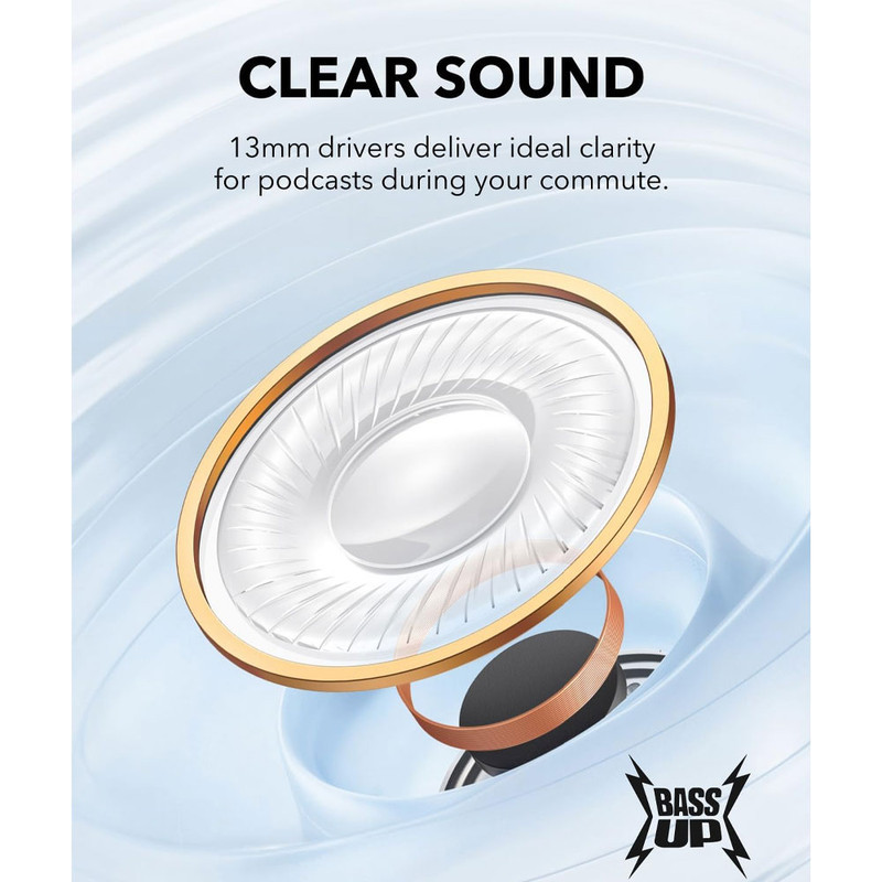 هدفون بلوتوثی انکر مدل Soundcore K20i با نویز کنسلینگ میکروفون (ENC)، درگاه شارژ USB Type-C، دارای کنترل لمسی، مقاوم در برابر پاشش آب با استاندارد