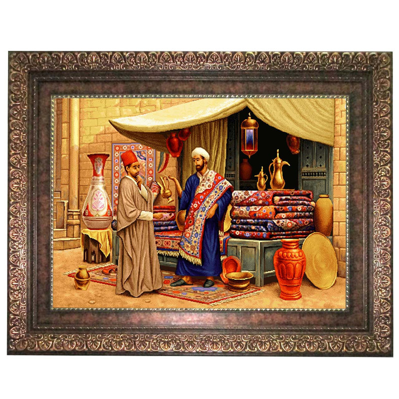 تابلو فرش ماشینی نقش نگار رضوی طرح بازار فرش کد 501P