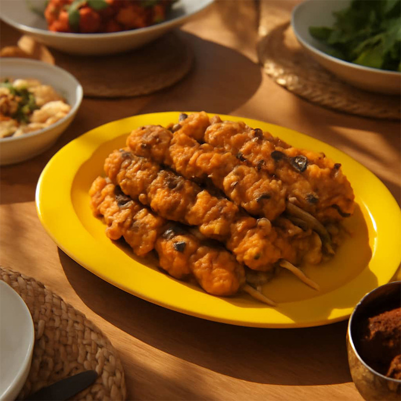 دیس بیضی ملامین مدل 421 مناسب سرو برنج با ابعاد 30×40 سانتی‌متر، شستشو با دست، غیرقابل استفاده در مایکروویو و فر