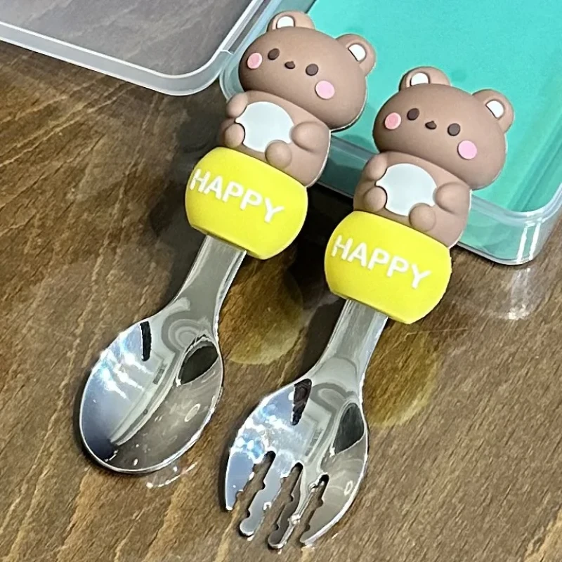 قاشق و چنگال کودک مدل Happy Bear کد 1001