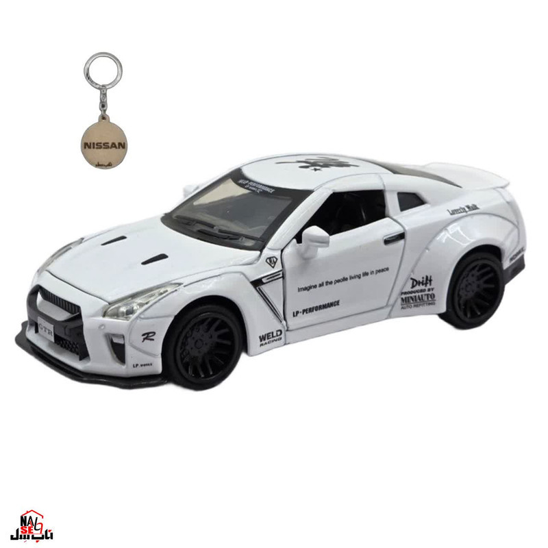 ماکت ماشین ناب سل مدل نیسان جی تی آر فلزی موزیکال چراغدار اسپرت NISSAN GTR SPORT به همراه جاسوییچی