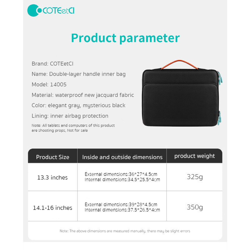 کیف لپ تاپ کوتتسی مدل NoteBooK Double handle inner bag 14015-S-BK مناسب برای لپ تاپ 13 اینچی