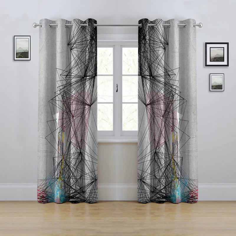 پرده مدل پانچی طرح هندسی سایز 280x145 سانتی متر